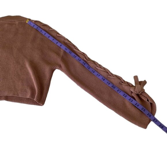 Aritzia Wilfred Size XS Cropped Mock Neck Sweater with Lace Up Arm Detail - Picture 5 of 10